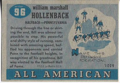 Bill Hollenback 1955 All American Card