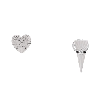 Gucci Gg Icon Asymmetric Stud Earrings 18K White Gold With Diamond