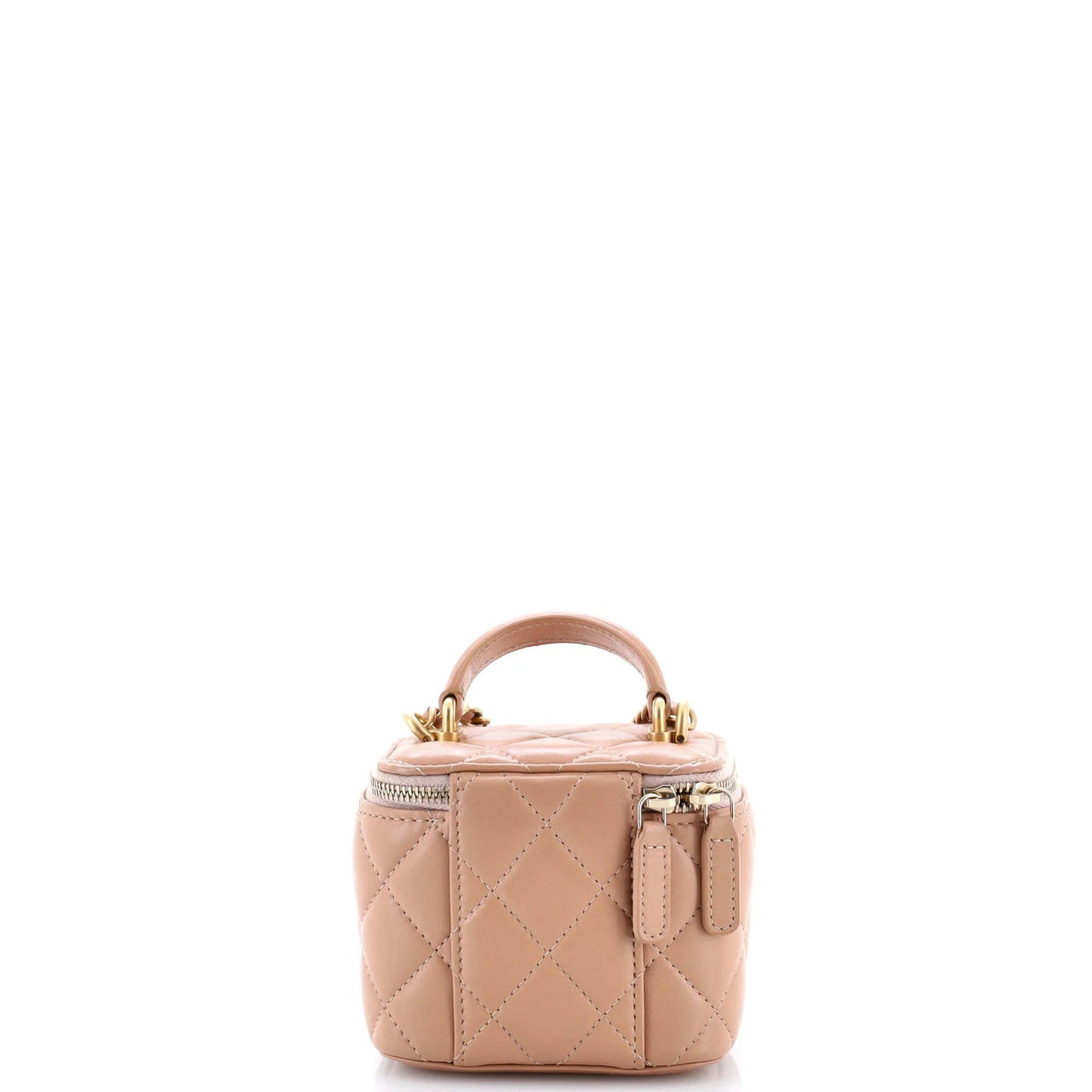 Chanel Classic Top Handle Vanity Case With Chain Quilted Lambskin Mini