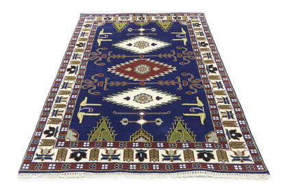 Kazak Oriental Rug Geometric Design Carpet Home