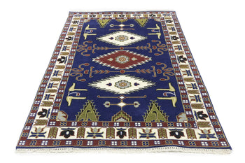 Kazak Oriental Rug Geometric Design Carpet Home