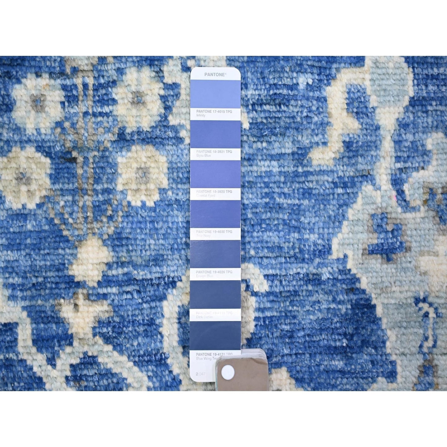 5'8"X9' Steel Blue Hand Knotted Afghan Angora Oushak Soft Wool Rug
