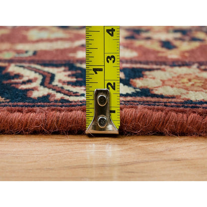 2'X3'2" Rust Red Antiqued Sarouk Re-Creation Pure Wool Hand Knotted Rug