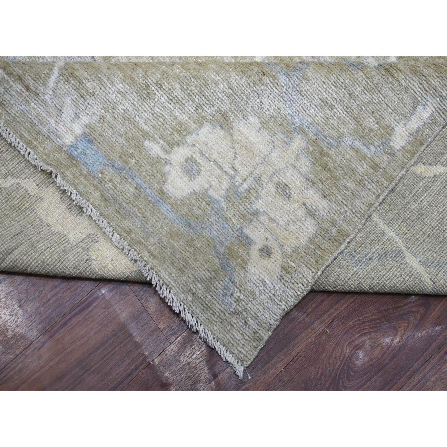 12'1"X15'5" Gray Afghan Angora Oushak Wool Hand Knotted Oversized Rug