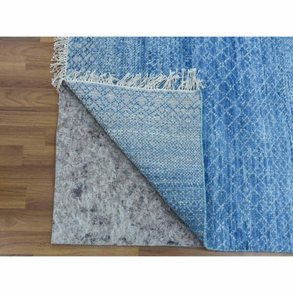 10'X14'4" Blue Pure Wool Hand Knotted Modern Chiaroscuro Collection Rug