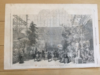 1851 Crystal Palace Winter Garden London Great Exhibition Original Engraving Iln