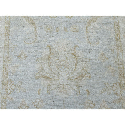 2'8"X15'9" White Wash Peshawar Pure Wool Handmade Oriental Xl Runner Rug