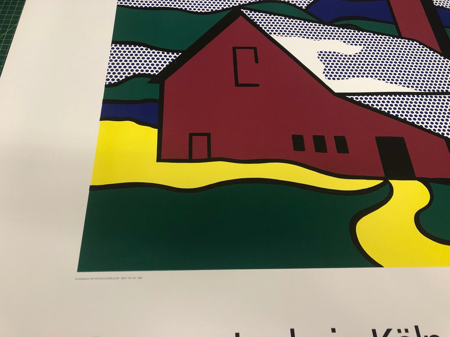 Roy Lichtenstein Red Barn Ii (Lg) " Serigraph Pop Art Green, Red