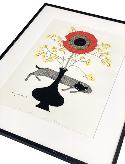 Kiyoshi Saito "Eyes (16)" Woodblock print ed. 99/ 100 1984 Framed Signed