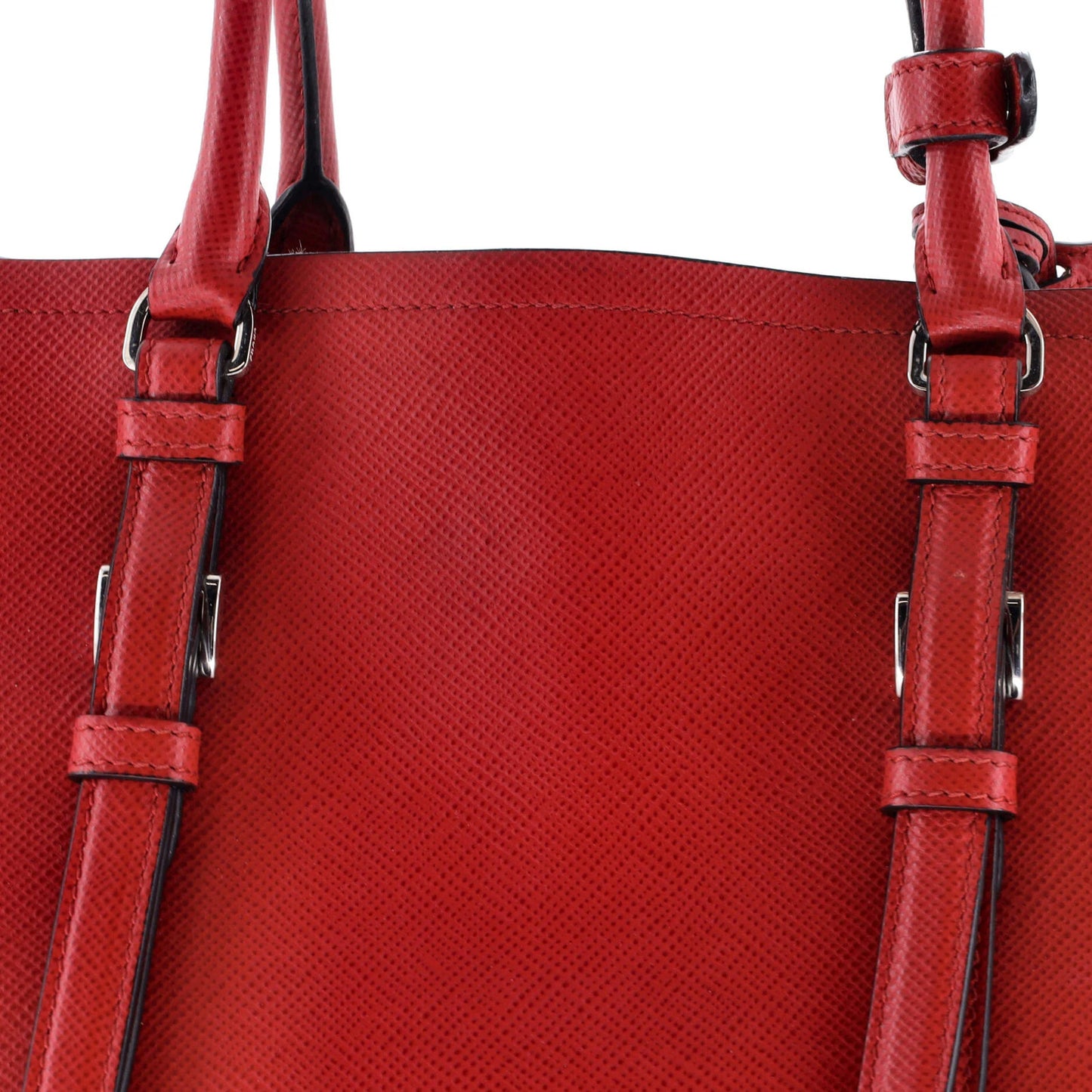 Prada Belted Strap Cuir Double Tote Saffiano Leather Small