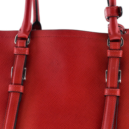 Prada Belted Strap Cuir Double Tote Saffiano Leather Small