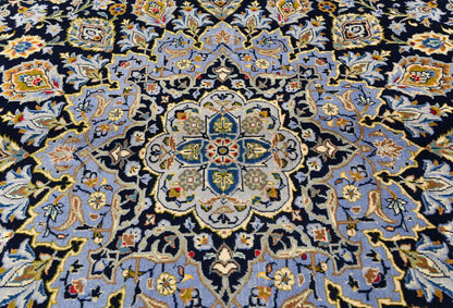 Handmade Oriental Rug Purple-Navy Medallion