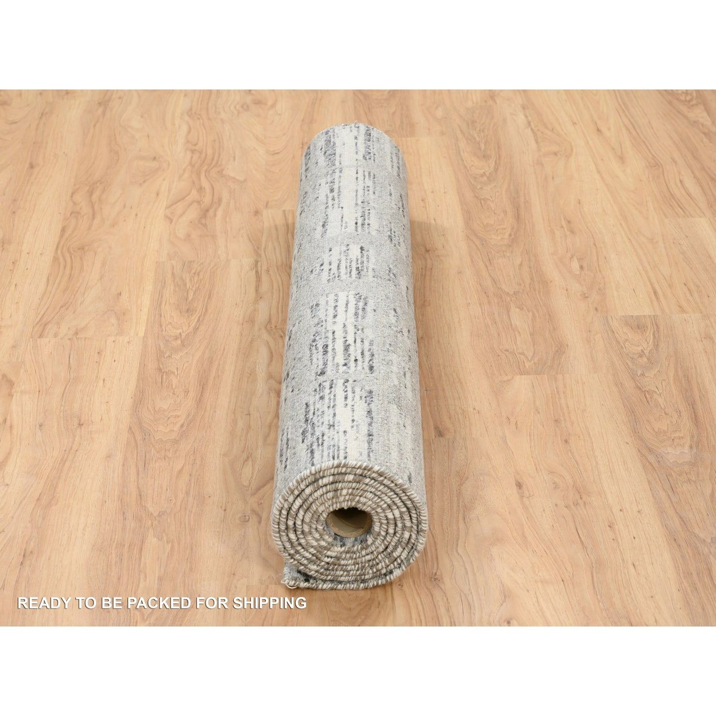 4'2"X10'1" Gray Hand Spun Undyed Naturalwool Hand Knotted Wide Runner Rug