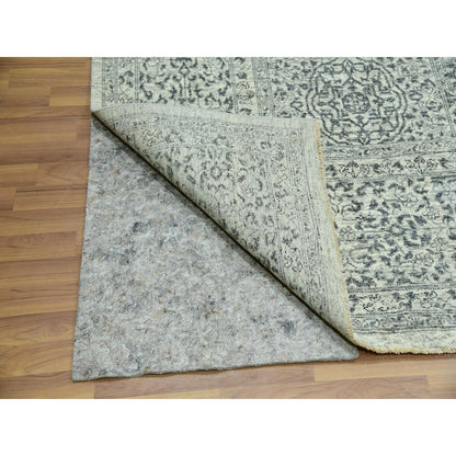 10'X10' Duck White Hand Knotted Undyed Mamluk Dynasty Wool Square Rug