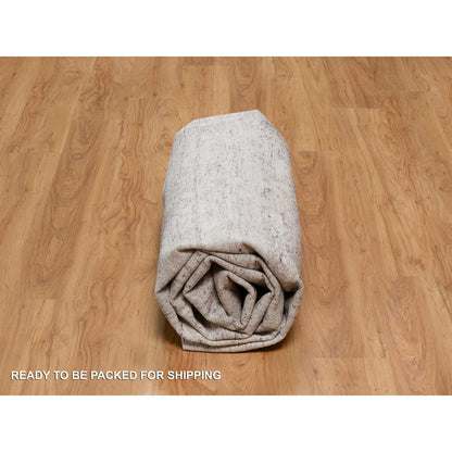 7'10"X10' Ivory Modern Design Undyed Natural Wool Hand Knotted Rug