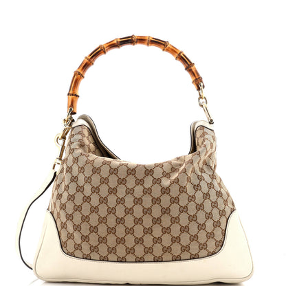 Gucci Diana Bamboo Shoulder Bag Gg Canvas Medium