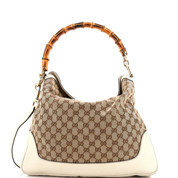Gucci Diana Bamboo Shoulder Bag Gg Canvas Medium