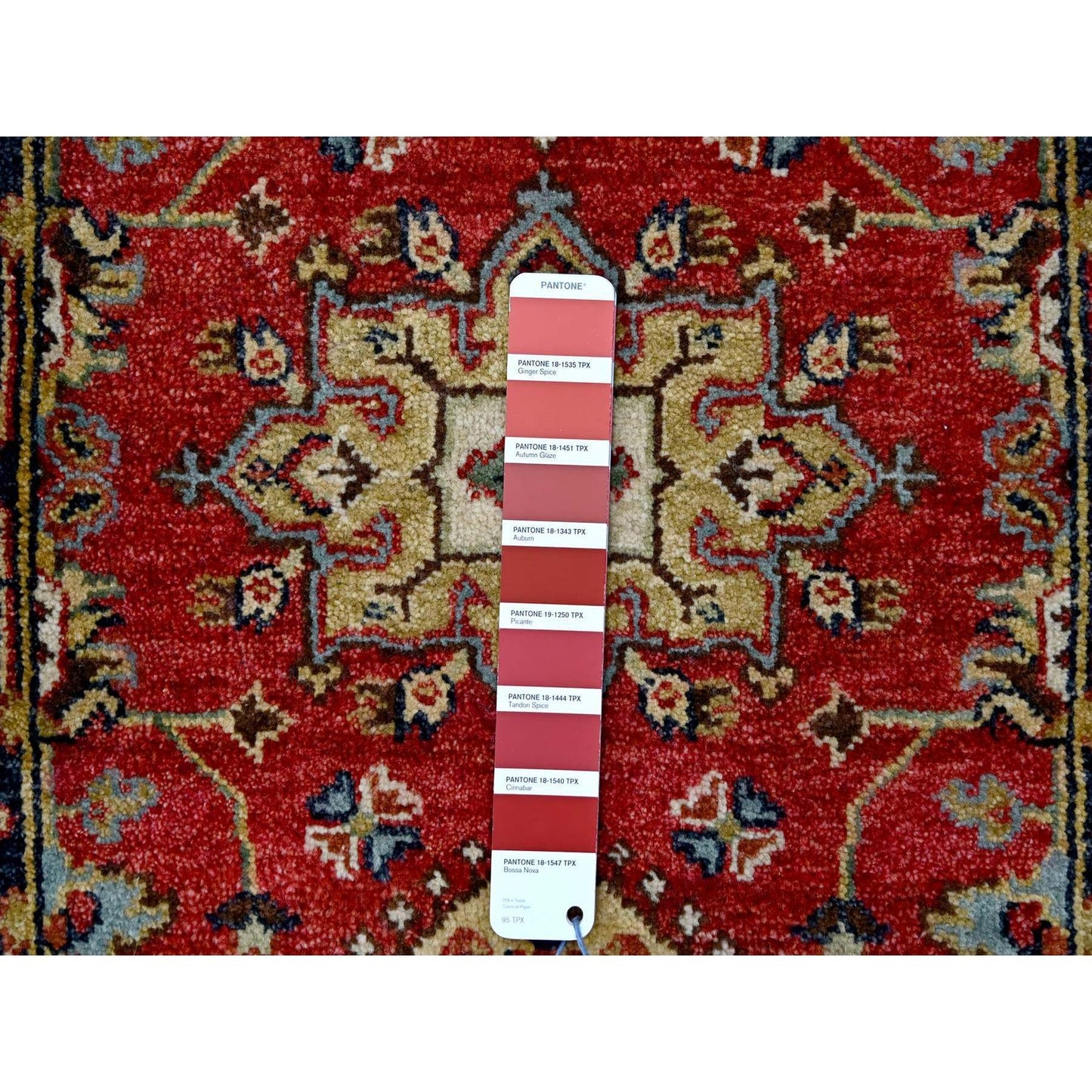 2'X3' Rich Red Karjihooz Geometric Medallions Wool Hand Knotted Mat Rug