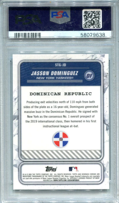 Jasson Dominguez Bowman Chrome Spanning The Globe #Jd Psa Mint 9