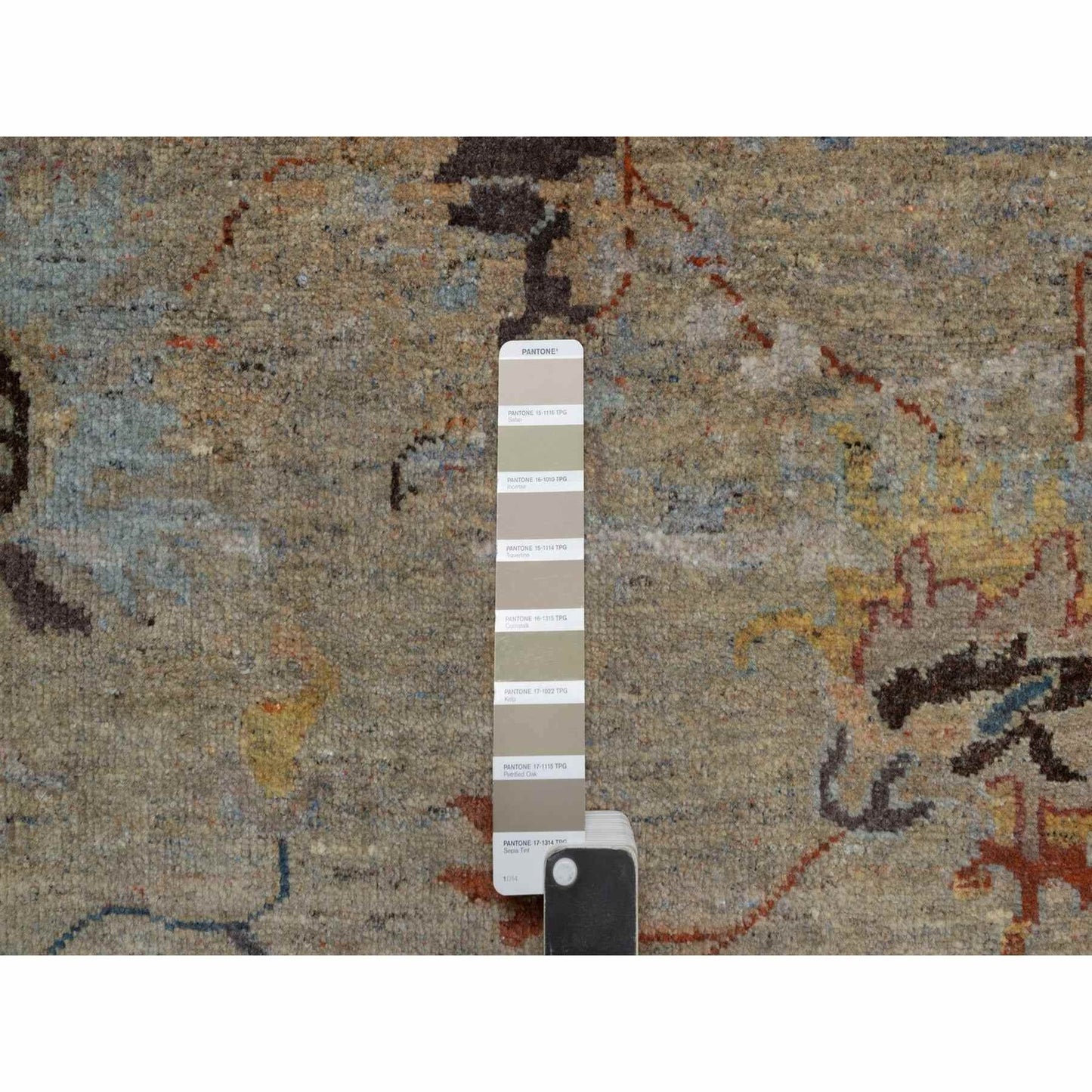 2'1"X3'1" Oak Brown Broken Pattern Oushak Design Wool Hand Knotted Rug