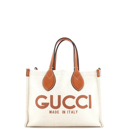 Gucci Logo Shopper Tote Printed Canvas Small