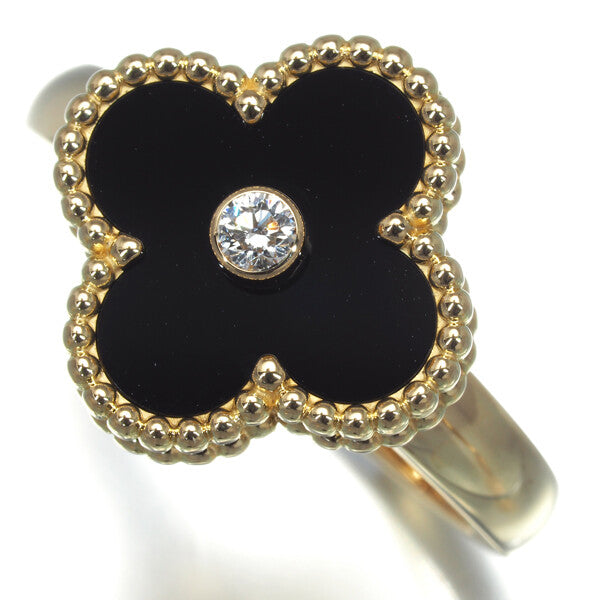Van Cleef & Arpels Ring Vintage Alhambra Onyx Diamond Eu57 18Kyg