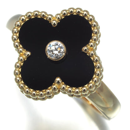 Van Cleef & Arpels Ring Vintage Alhambra Onyx Diamond Eu57 18Kyg