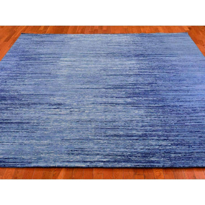 10'1"X10'1" Pure Wool Horizontal Ombre Design Hand Knotted Square Rug