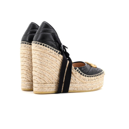 Gucci Women'S Gg Marmont Wedge Espadrilles Matelasse Leather