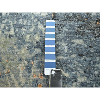 7'10"X10'2" Blue Hand Knotted Abstract Galaxy Design Wool Oriental Rug