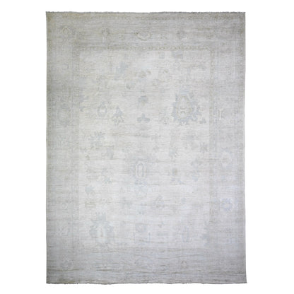 12'X15'10" Ivory Wool Hand Knotted Angora Oushak Oversized Rug