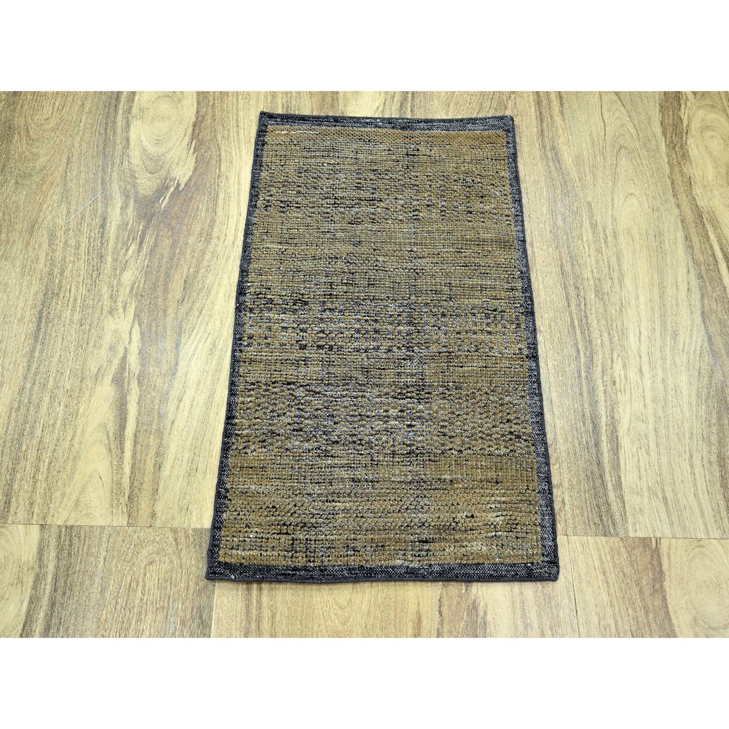 2'X3' Black & Brown Oxidized Grass Design 100% Wool Hand Knotted Mat Rug