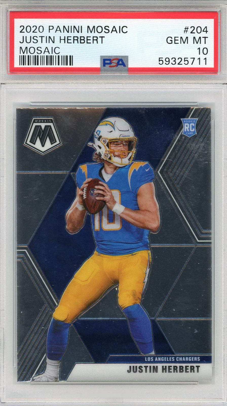 Justin Herbert 2020 Panini Mosaic Rookie Card #204 (Psa Gem Mint 10)