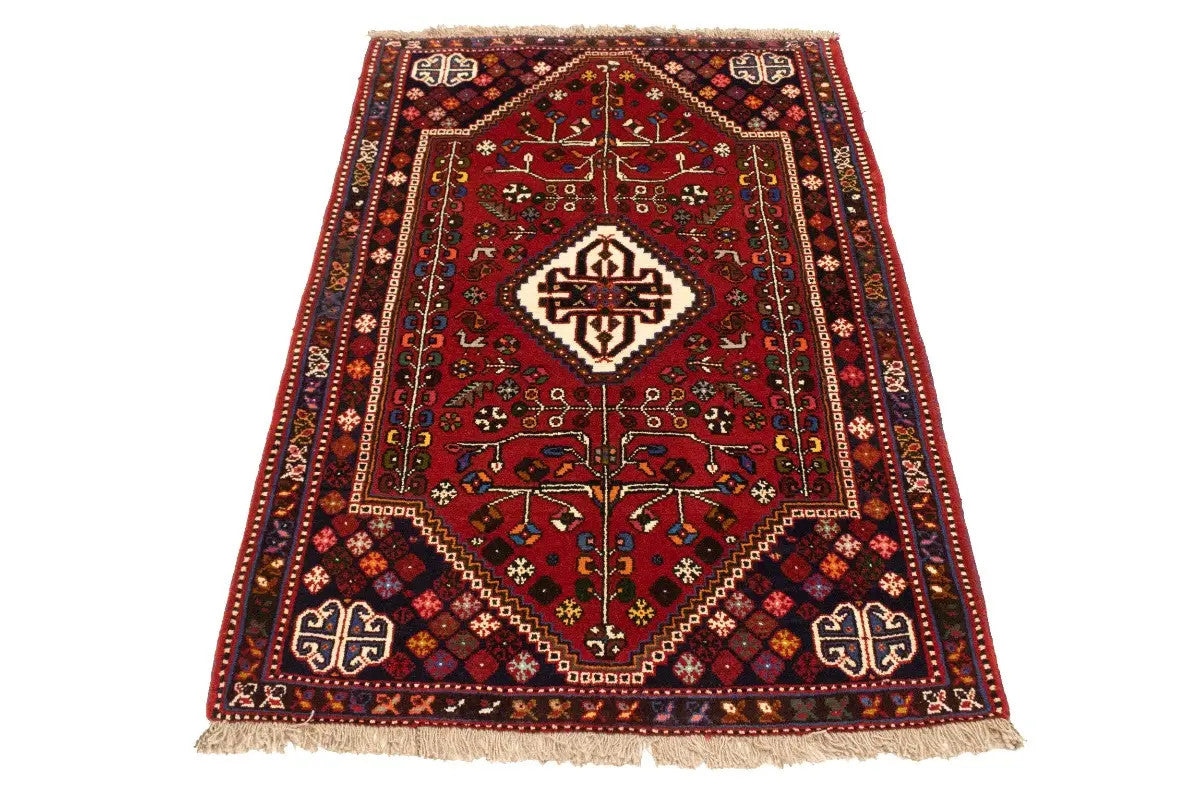 3'5X5 Hand-Knotted Red Tribal Floral Oriental Rug Boho Farmhouse Decor Carpet