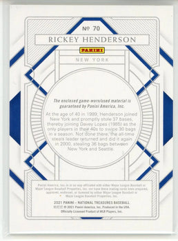 Rickey Henderson 2021 Panini National Treasures Patch Card #70