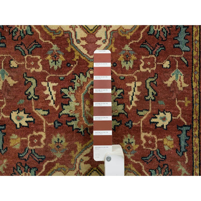 2'7"X16'2" Red Hand Knotted Heris Re-Creation Soft Wool Xl Runner Rug