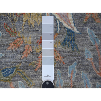 2'7"X10' Gray Peshawar Birds Of Paradise Wool Hand Knotted Runner Rug
