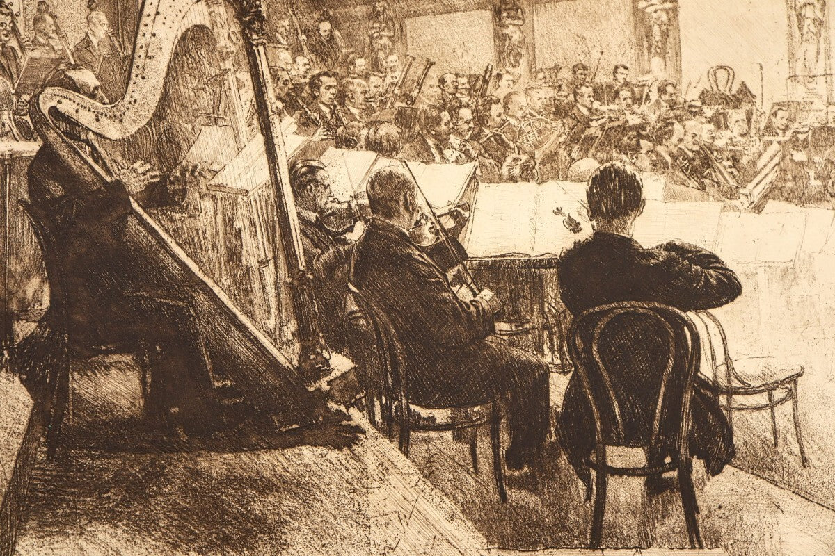 Ferdinand Schmutzer 1926 Original Etching -Wiener Philharmoniker Austrian Signed