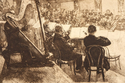 Ferdinand Schmutzer 1926 Original Etching -Wiener Philharmoniker Austrian Signed
