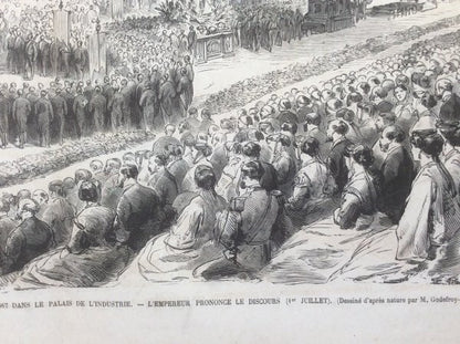 1867 Paris Exposition Wood Engraving Grand Prize Ceremony Napoleon Iii