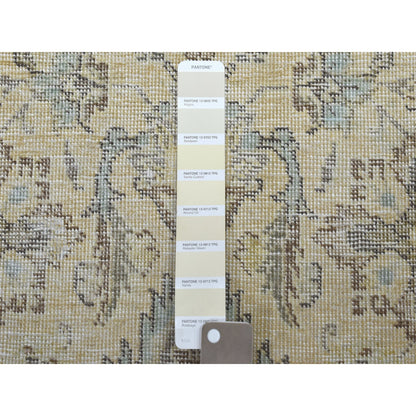 6'8"X9'6" Beige Vintage Worn Pile Hand Knotted Tribal Oriental Rug