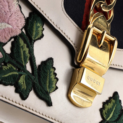 Gucci Sylvie Shoulder Bag Embroidered Leather Small
