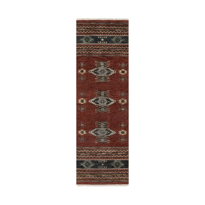 2'7"X7'10" Red Southwest Design Wool Hand Knotted Runner Piled Rug