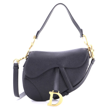 Christian Dior Saddle Handbag With Strap Leather Medium