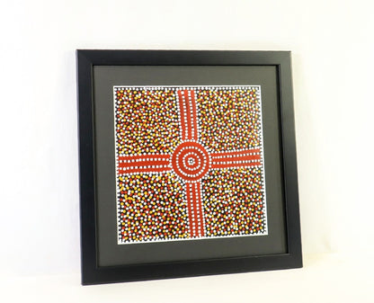 Paddy Bird Jungala "Mulga Seed" Aboriginal Dot Painting Acrylic On Canvas Signed