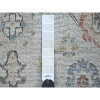 4'1"X11'7" White Hand Knotted Afghan Angora Oushak 100% Wool Runner Rug