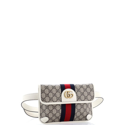 Gucci Ophidia Flap Belt Bag Gg Coated Canvas With Leather