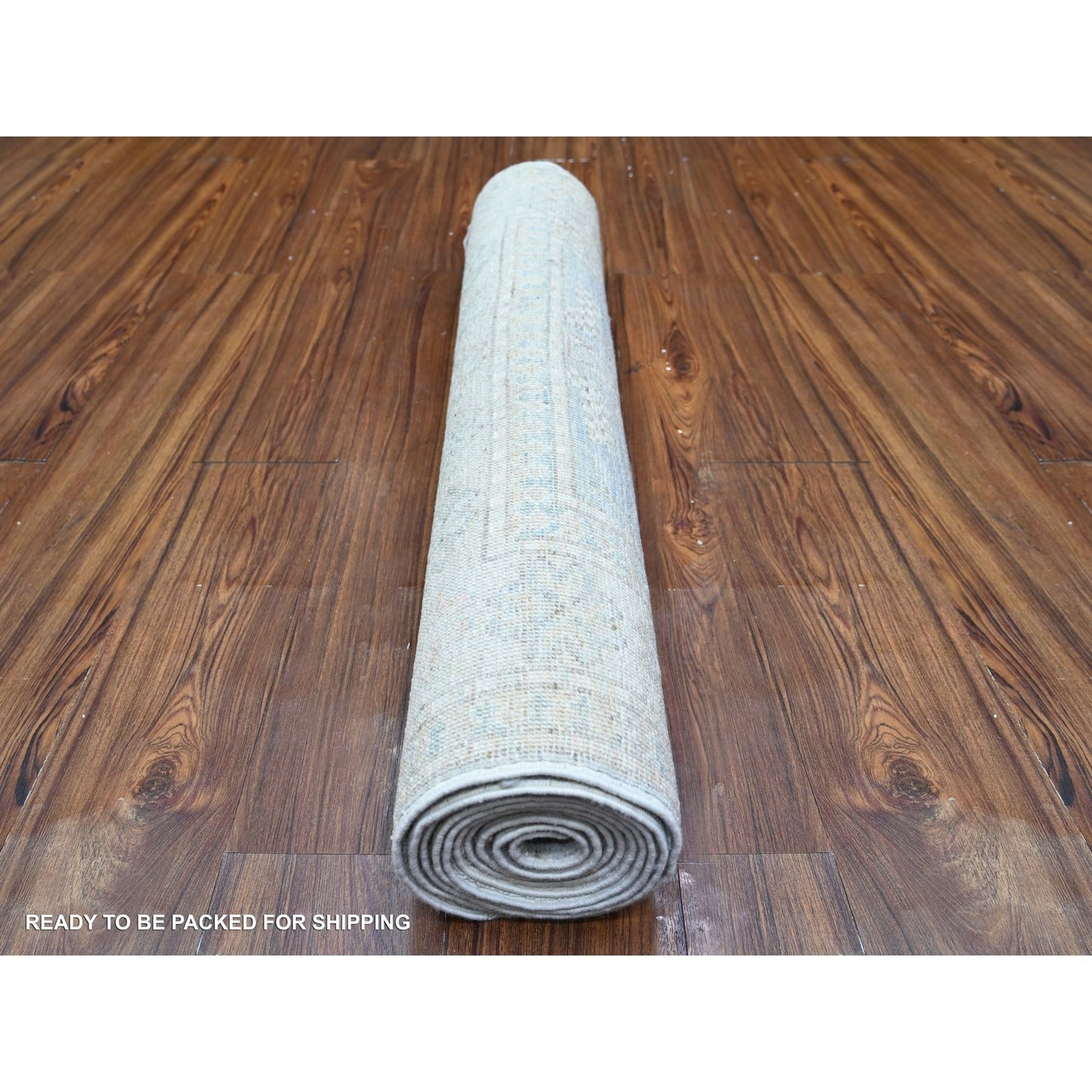 3'1"X10' Spanish Gray Washed Out Peshawar Wool Hand Knotted Runner Rug