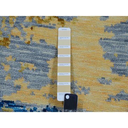 10'3"X13'9" Ivory Colorful Modern Abstract Design Wool Hand Knotted Rug