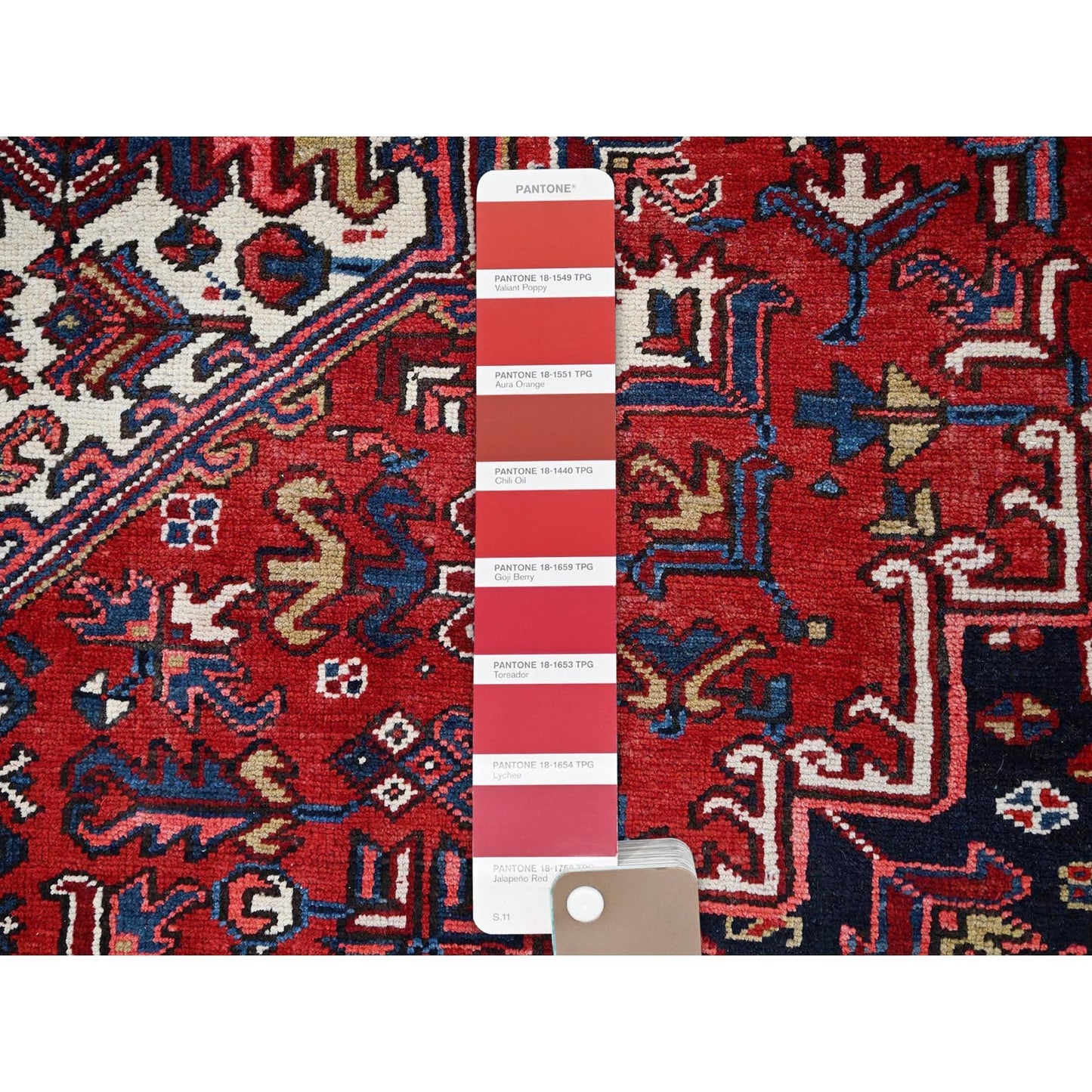 9'X11'3" Locomotive Red Antique Heris Village Design Wool Oriental Rug